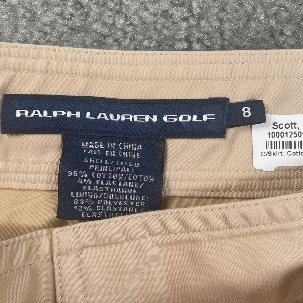 Ralph Lauren Golf Skirt Womens 8 Tan Khaki Excellent Belted Cotton Blend Mini - Picture 4 of 6